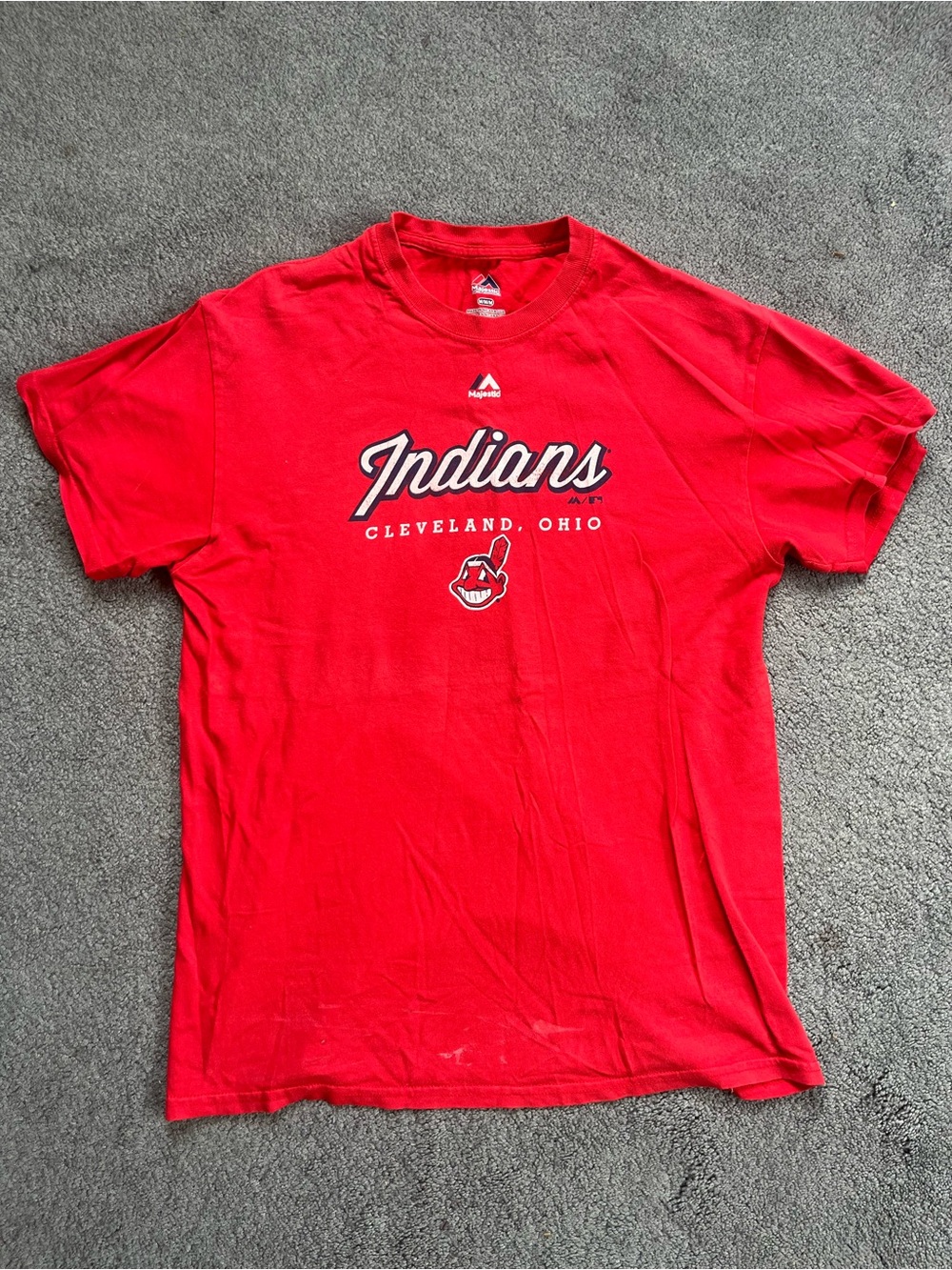 Majestic Red Cleveland Indians Graphic Tee